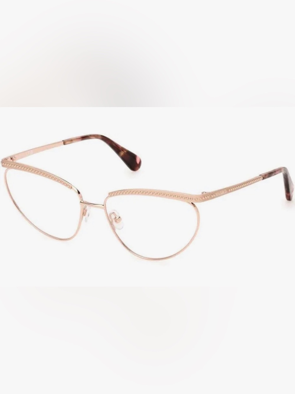 Max & Co gold rimmed cat eye rx glasses w/ red pouch and cleansing cloth